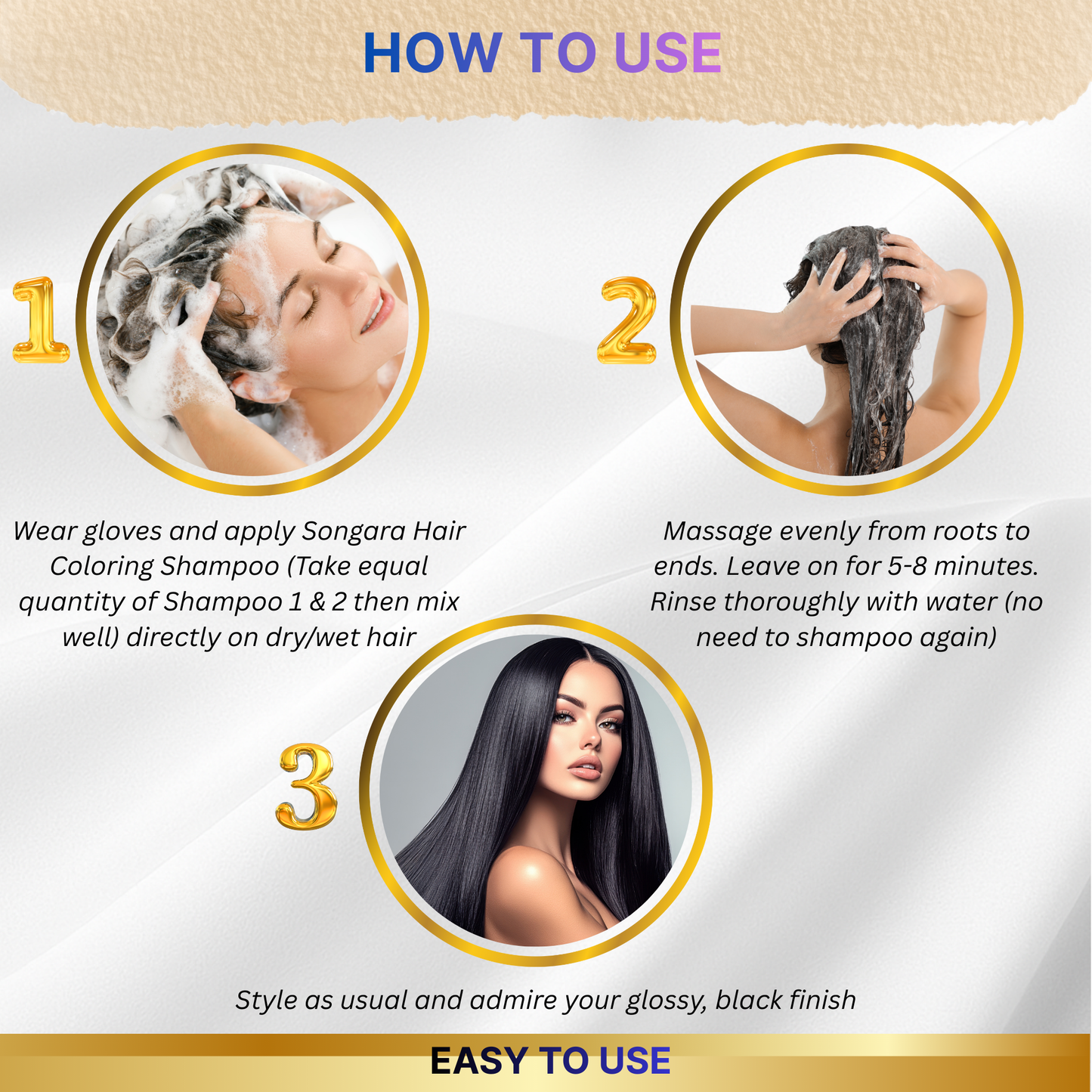 Songara Botanica Hair Coloring Shampoo- Natural Black,  No Ammonia, No Harsh Chemicals,  200ml