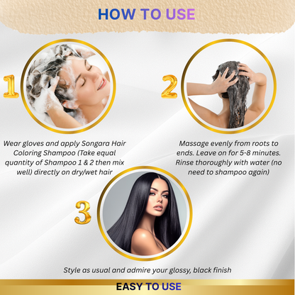 Songara Botanica Hair Coloring Shampoo- Natural Black,  No Ammonia, No Harsh Chemicals,  200ml