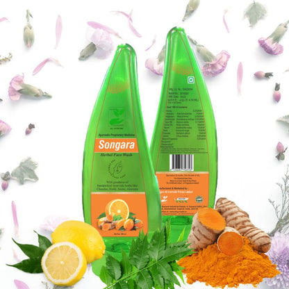 Songara Herbal Face Wash with Ayurvedic Wisdom of Sandal Wood, Aloe Vera, Haldi Face Wash for Daily Use (100 ml)