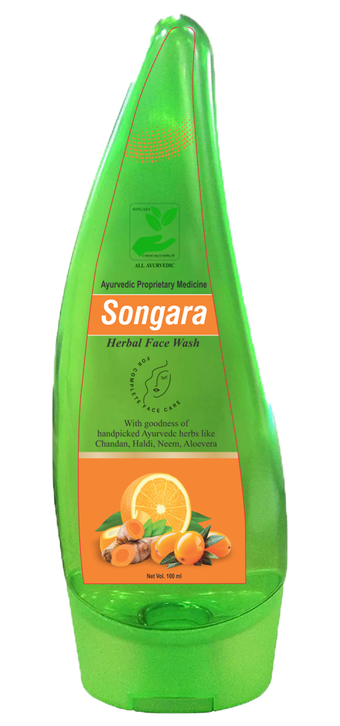 Songara Herbal Face Wash with Ayurvedic Wisdom of Sandal Wood, Aloe Vera, Haldi Face Wash for Daily Use (100 ml)