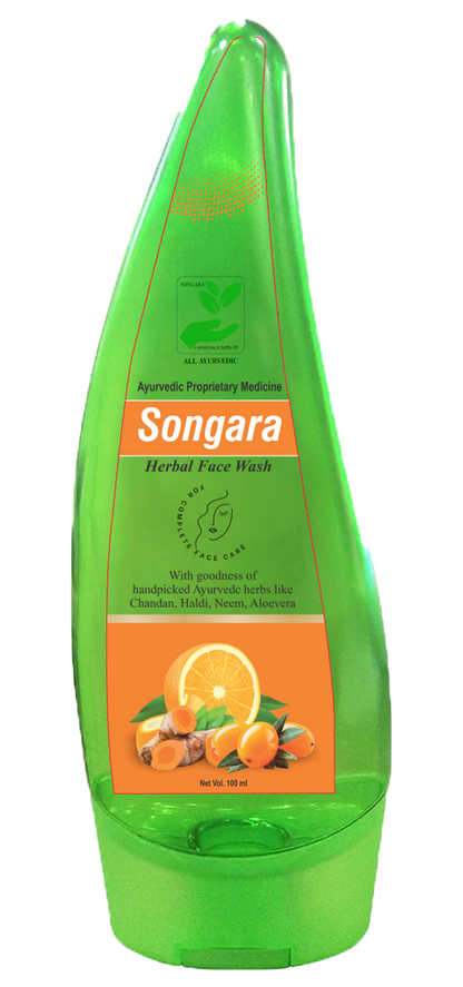 Songara Herbal Face Wash with Ayurvedic Wisdom of Sandal Wood, Aloe Vera, Haldi Face Wash for Daily Use (100 ml)