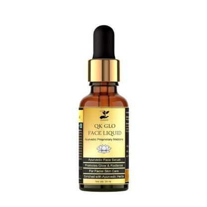 QK Glo Face Liquid | Water Based Ayurvedic Face Serum for with Haldi, Manjishtha, Nagkesar, Lodhra for glowing skin, dark spot, Pigmentation appearance for women men  (30 ml)