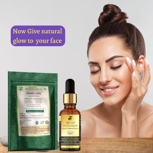 Songara Ayurvedic Face Care Combo: QK Glow Face Liquid (30 ml) & Yavadi Lepa (50 gm) for Healthy, Glowing, Radiant Skin