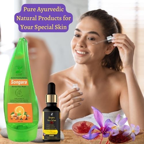 Songara Ayurvedic Face Care Combo: Songara Face Tailam Ayurvedic Serum (30 ml) & Herbal Face Wash (100 ml) for Healthy, Glowing, Radiant Skin