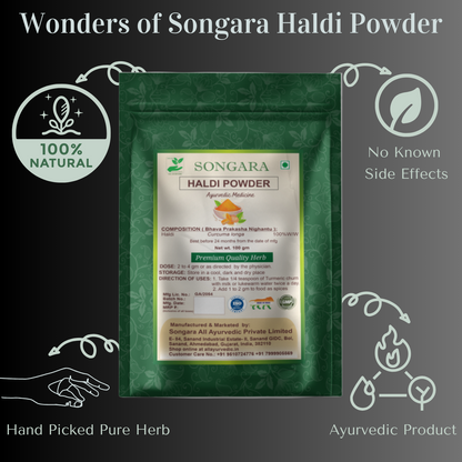 Songara Haldi Powder: (Curcuma longa) Anti-Inflammatory Powerhouse, Antioxidant Rich, Digestive Health, Immune Booster, 100gm (1 Unit)