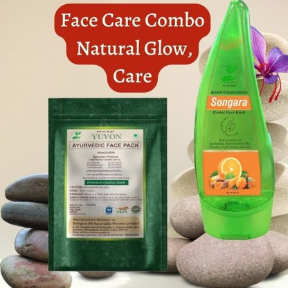 Songara Ayurvedic Face Care Combo: Yuvon Face Pack (100 gm) & Ayurvedic Face Wash (100 ml) for Healthy, Glowing, Radiant Skin - Songara All Ayurvedic