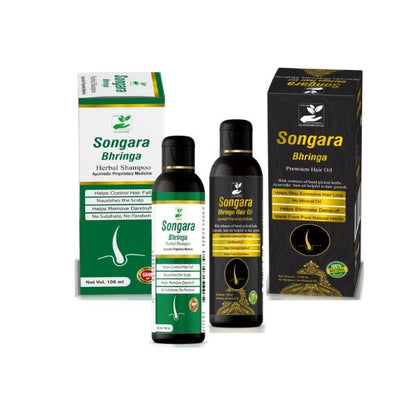 Songara Bhringa Ayurvedic Hair Oil  & Shampoo (1 unit each) promotes hair growth