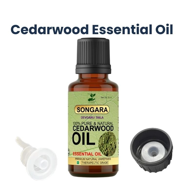 Songara Cedarwood Essential Oil- 100% Pure, Ayurvedic | Strengthens hair follicles, promotes shiny hair | Beard oil for men | Natural & Undiluted | Therapeutic Grade Essential Oil | | Chemical and Preservative Free| 20ml - Songara All Ayurvedic